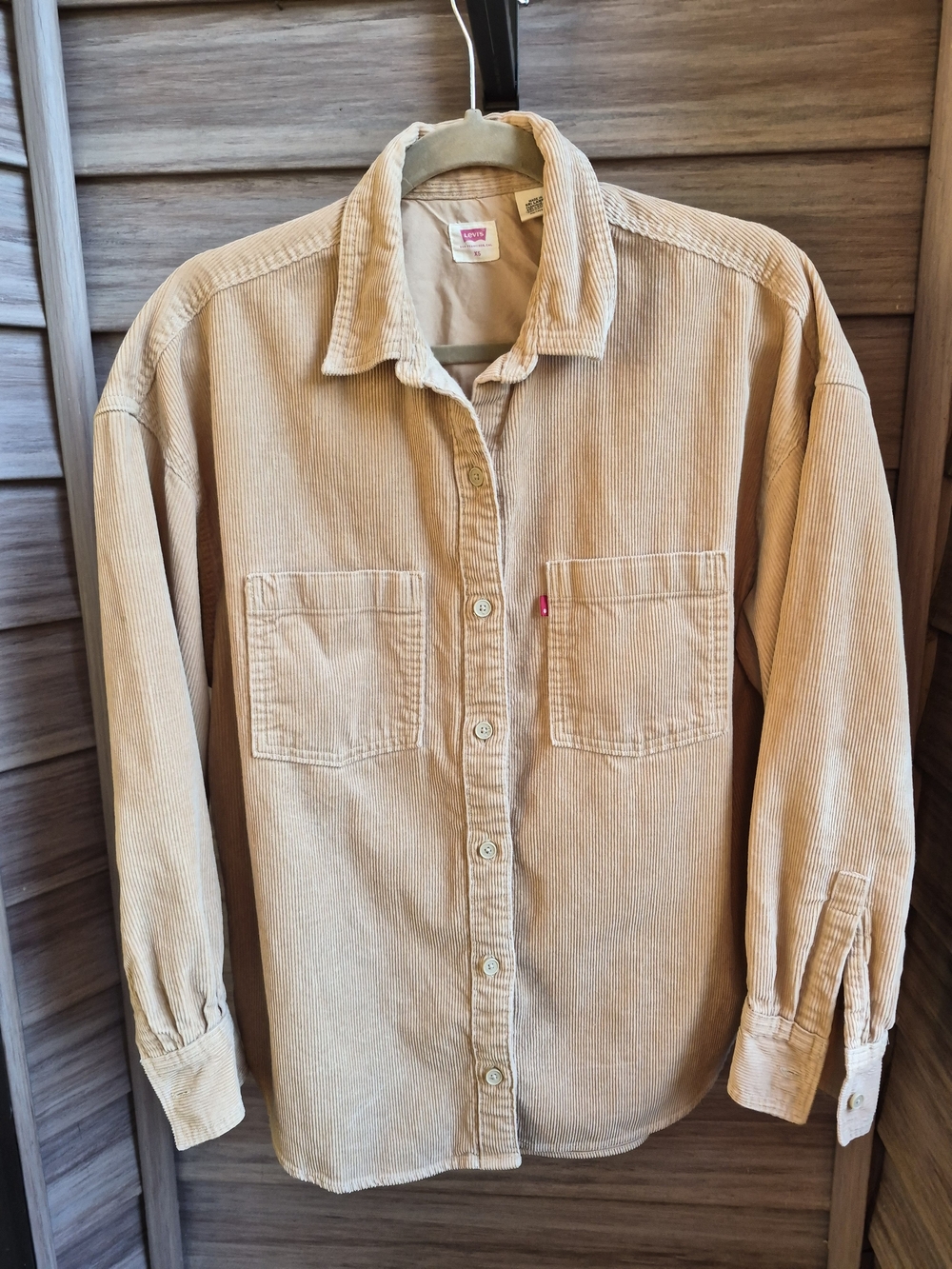 Levi's Elliot Utility Corduroy Shirt Jacket XS Granola Beige Oversized Shacket